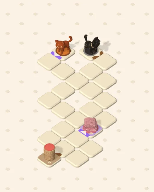 Black Cat garden 32, The Wrong Beat, as the game gives it to you — the stones and the cats before any route is drawn