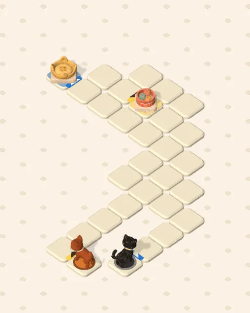 Black Cat garden 43, Neither Can Yield before it is solved — the stones, the cats on their mats and the things they are heading for